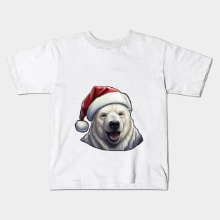 Polar Bear Wearing a Santa Hat Kids T-Shirt
